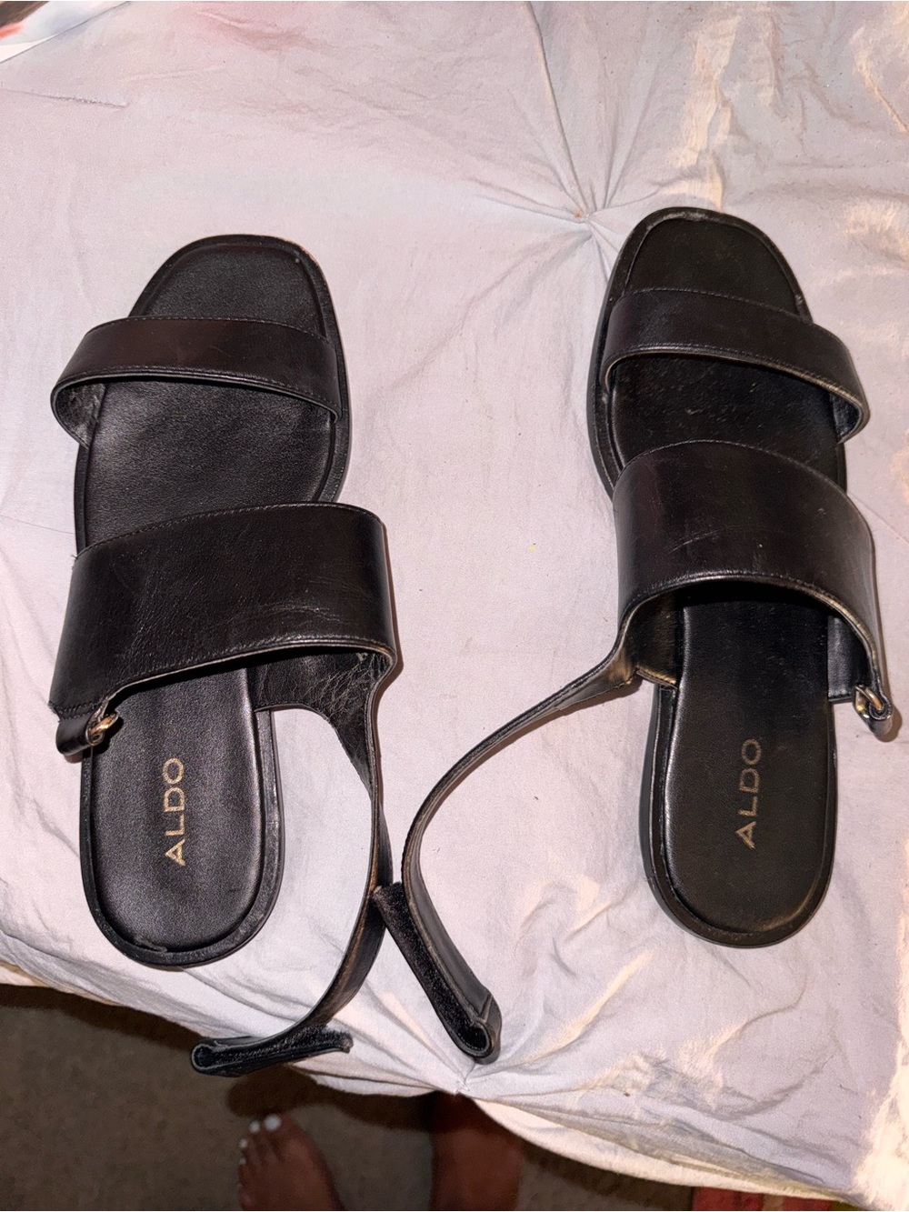 ALDO Black Double Strap Slingback Sandals
